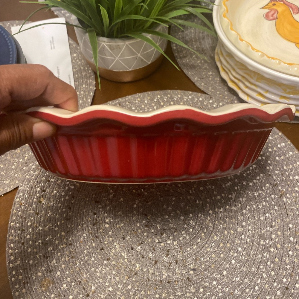 Red Ceramic Pie Dish